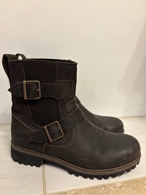 Timberland Brown Leather Buckle Ankle Boots